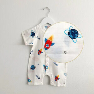 NWT Cute Boys Rocket Ship & Planets Baby Romper Sleep N' Play One-Piece 6-9M